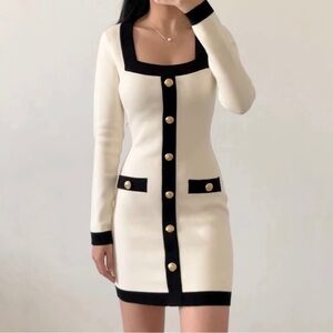 Endless Rose long sleeve knit contrast dress